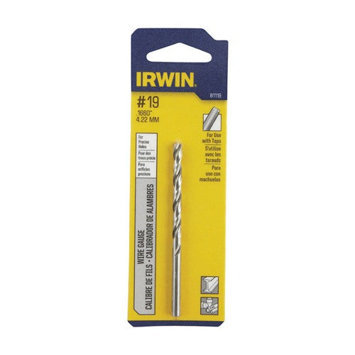 IRWIN #19 X 3-1/4 in. L High Speed Steel Jobber Length Wire Gauge Bit Straight Shank 1 pk
