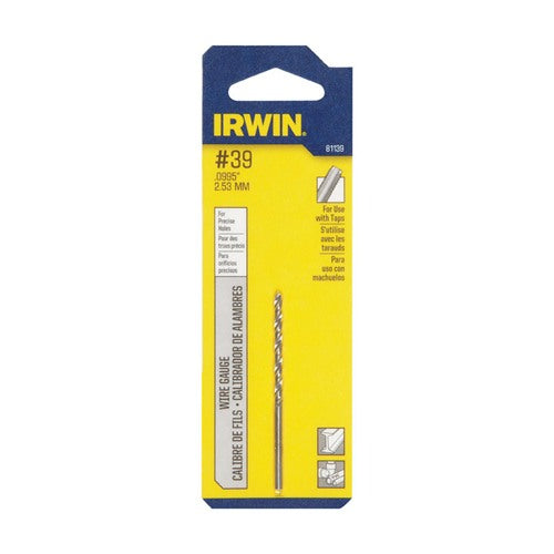 IRWIN #39 X 1-3/8 in. L High Speed Steel Jobber Length Wire Gauge Bit Straight Shank 1 pk