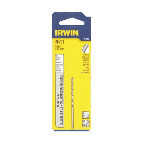IRWIN #41 X 2-3/8 in. L High Speed Steel Jobber Length Wire Gauge Bit Straight Shank 1 pk