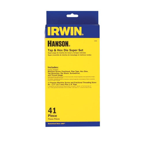 Irwin Hanson SAE 4-40NC, 6-32NC, 8-32NC, 10-24NC, 10-32NF, 12-24NC Hex Tap and Die Set