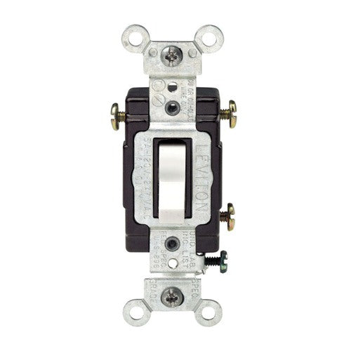 Leviton 15 amps 3-Way Toggle AC Quiet Switch White 1 pk