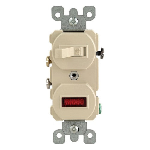 Leviton 15 amps Single Pole Combination Switch w/ Pilot Ivory 1 pk