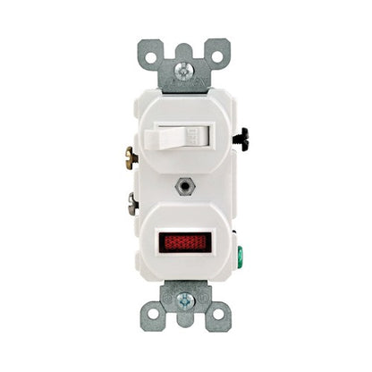 Leviton 15 amps Single Pole Combination Switch w/ Pilot White 1 pk