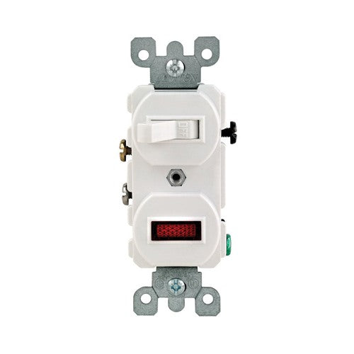 Leviton 15 amps Single Pole Combination Switch w/ Pilot White 1 pk