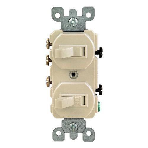 Leviton 15 amps Single Pole or 3-way Rocker Duplex Combination Switch Ivory 1 pk