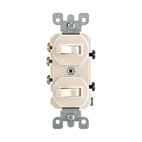 Leviton 15 amps Single Pole or 3-way Rocker Duplex Combination Switch Light Almond 1 pk