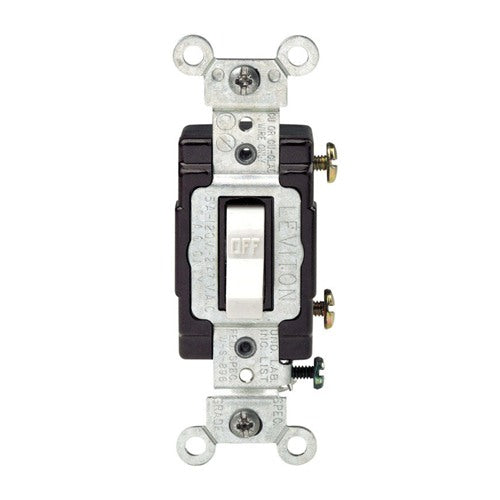 Leviton 15 amps Single Pole Toggle Switch White 1 pk