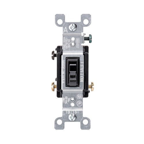Leviton 15 amps Three Pole 3-Way Toggle AC Quiet Switch Black 1 pk
