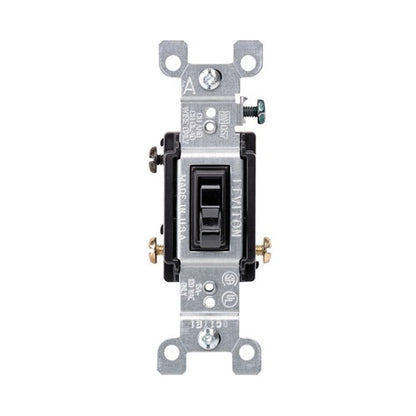 Leviton 15 amps Three Pole 3-Way Toggle AC Quiet Switch Black 1 pk