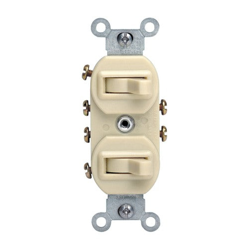 Leviton 15 amps Three Pole Toggle Duplex Combination Switch Ivory 1 pk
