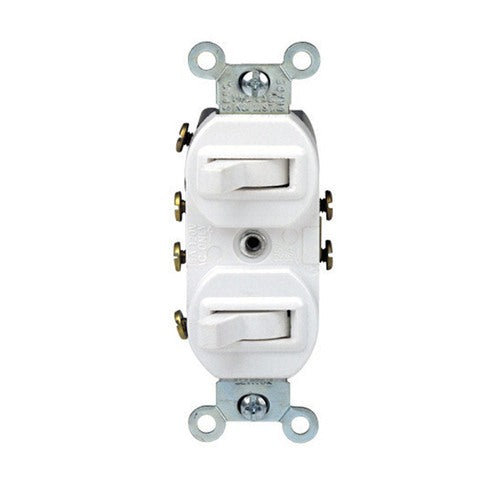 Leviton 15 amps Three Pole Toggle Duplex Combination Switch White 1 pk