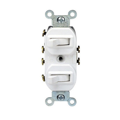 Leviton 15 amps Three Pole Toggle Duplex Combination Switch White 1 pk
