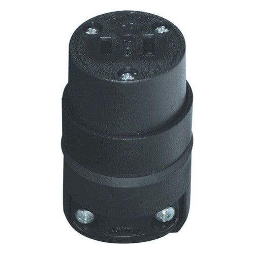 Leviton Commercial and Residential Rubber Non-Polarized Connector 1-15R 18-12 AWG 2 Pole 2 Wire
