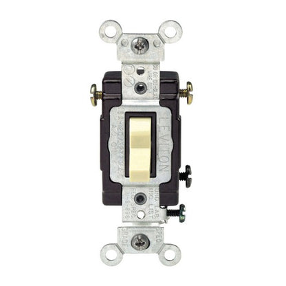 Leviton Commercial Illuminated 15 amps 3-Way Toggle Switch Ivory 1 pk