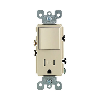 Leviton Decora 15 amps 125 V Ivory Combination Switch/Outlet 5-15R 1 pk