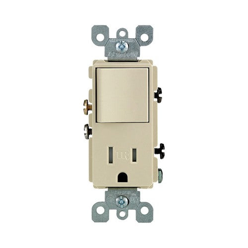 Leviton Decora 15 amps 125 V Ivory Combination Switch/Outlet 5-15R 1 pk