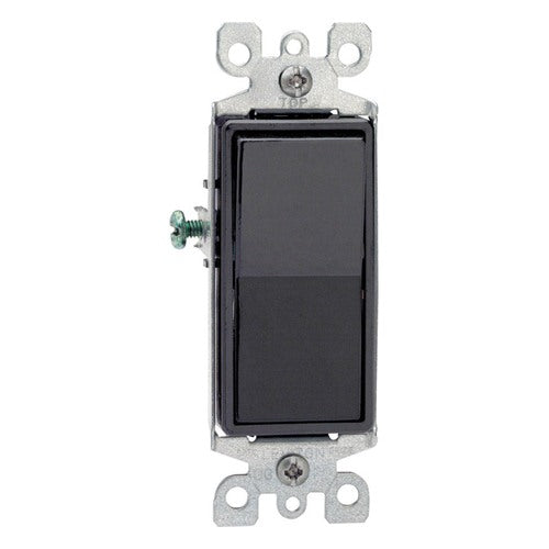 Leviton Decora 15 amps Three Pole Rocker AC Quiet Switch Black 1 pk