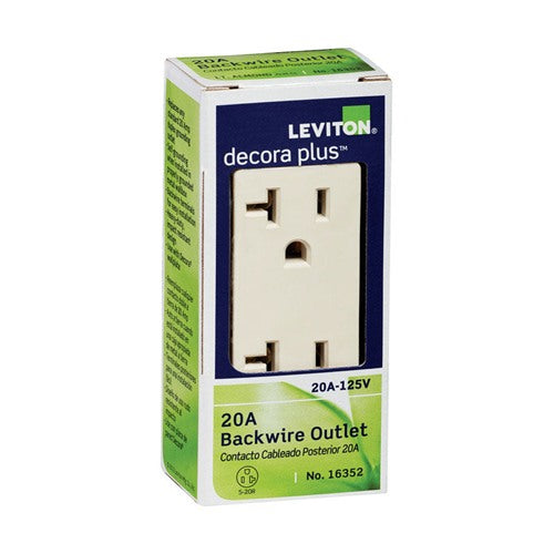 Leviton Decora Plus 20 amps 125 V Duplex Light Almond Outlet 5-20R 1 pk