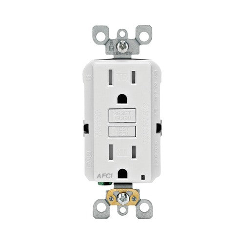 Leviton SmartlockPro 15 amps 125 V Duplex White AFCI Outlet 5-15R 1 pk