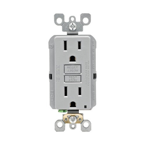 Leviton SmartlockPro 15 amps 125 V Gray GFCI Outlet 5-15R 1 pk
