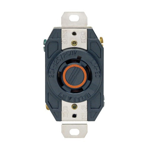 Leviton V-0-MAX 20 amps 125/250 V Single Black Locking Receptacle L14-20R 1 pk
