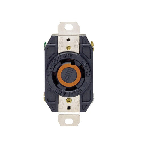 Leviton V-0-MAX 30 amps 125/250 V Single Black Locking Receptacle L14-30R 1 pk