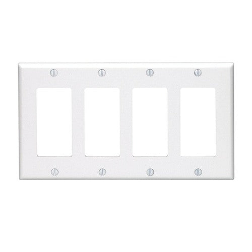 Leviton White 4 gang Thermoset Plastic Decorator Wall Plate 1 pk