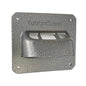 Restroom Direct FootPull FP03 cast aluminum foot-operated hands-free door opener mounted at the base of a restroom door