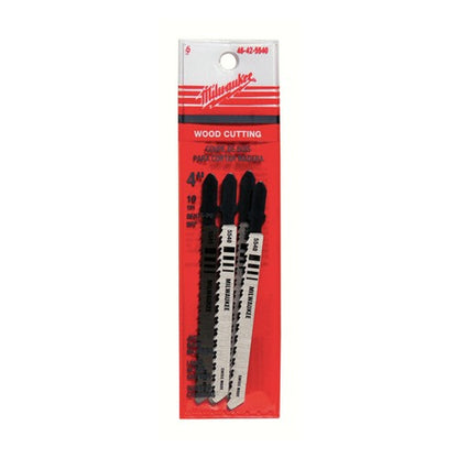 Milwaukee 4 in. High Carbon Steel T-Shank Wood cutting Jig Saw Blade 10 TPI 5 pk