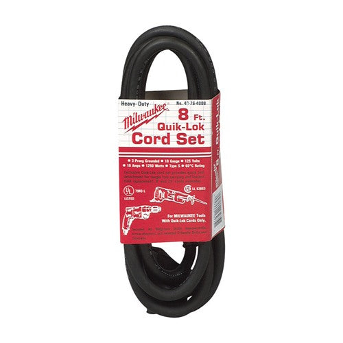 Milwaukee Quik-Lok 18/3 125 V 8 ft. L Power Cord