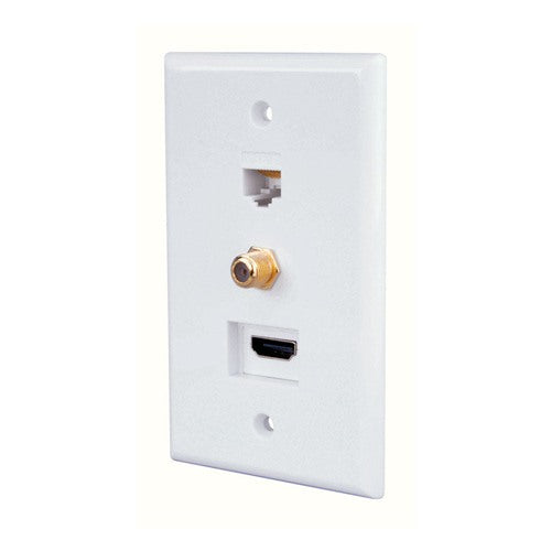 Monster Just Hook It Up White 1 gang Plastic Coaxial Wall Plate 1 pk