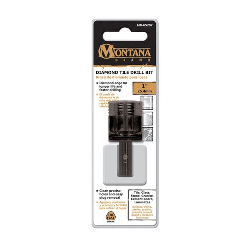 Montana Brand Diamond 1 in. Alloy Steel Tile Drill Bit 3-Flat Shank 1 pc