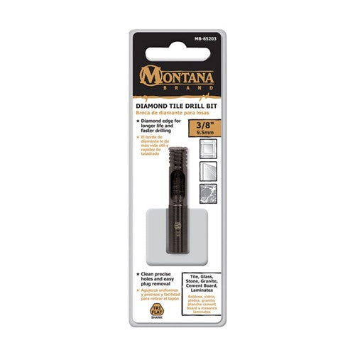Montana Brand Diamond 3/8 in. Alloy Steel Tile Drill Bit 3-Flat Shank 1 pc