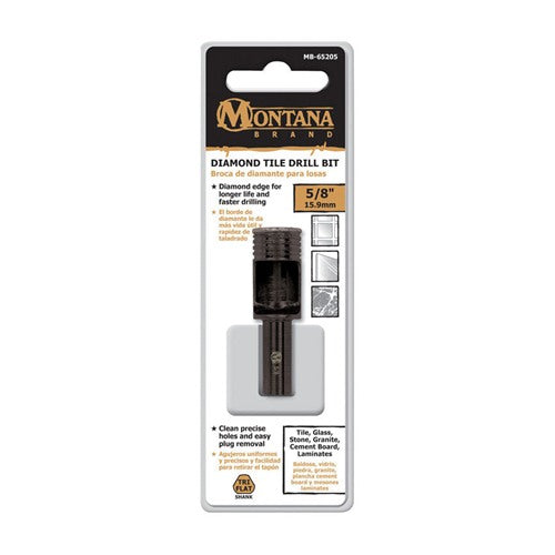 Montana Brand Diamond 5/8 in. Alloy Steel Tile Drill Bit 3-Flat Shank 1 pc