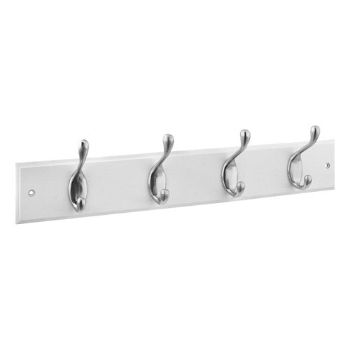 National Hardware 18 in. L Satin Nickel Silver/White Wood Hook Rack 1 pk