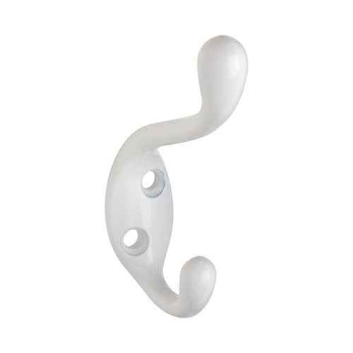 National Hardware 2.35 in. L White Zinc Heavy Duty Coat/Hat Hook 75 lb. cap. 1 pk