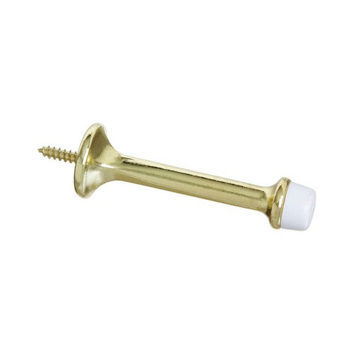 National Hardware 3.55 in. L Zinc w/Rubber Tip Brass Gold Rigid Door Stop Mounts to wall 0.99 in.