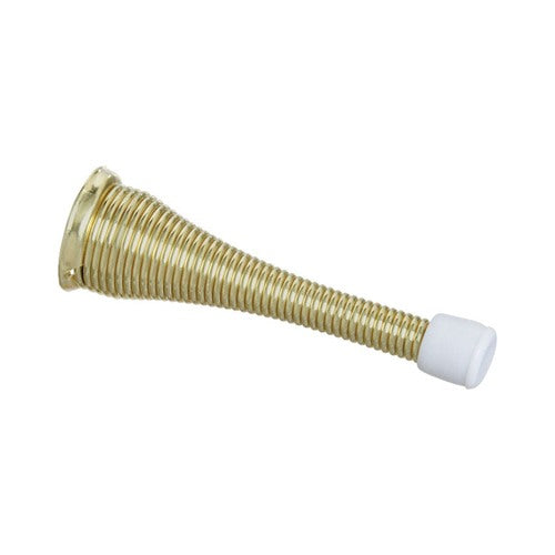 National Hardware 3 in. W Steel w/Rubber Tip Brass Spring Door Stop Mounts to wall .75 in.
