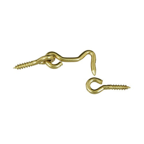 National Hardware Small Gold Solid Brass 1-1/2 in. L Hook and Eye 1 pk