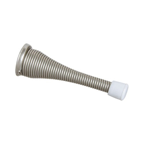 National Hardware Steel w/Rubber Tip Satin Nickel Silver Spring Door Stop Mounts to wall .75 in.