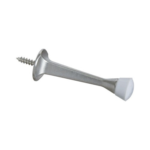 National Hardware Zinc w/Rubber Tip Satin Nickel Silver Rigid Door Stop Mounts to wall .7 in.