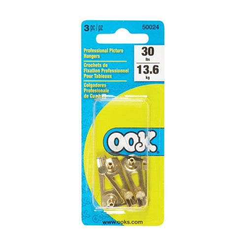 OOK Brass-Plated Gold Professional Picture Hanger 30 lb 3 pc