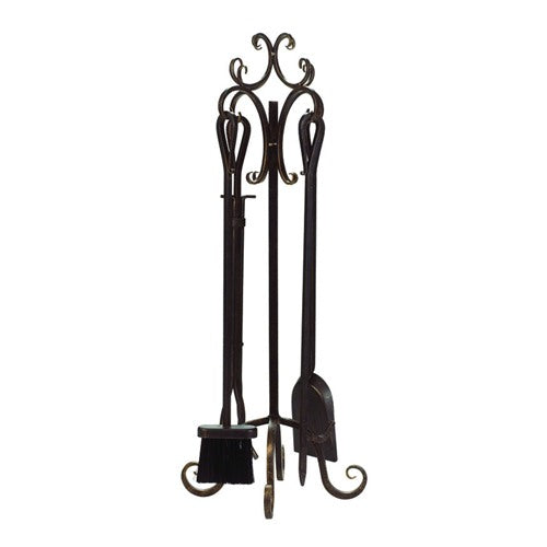 Panacea Bronze Brushed Steel Fireplace Tool Set