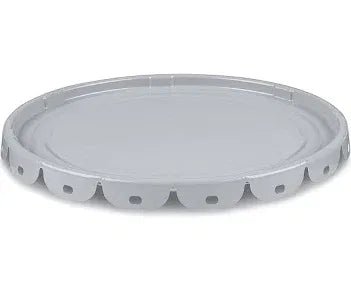 Grey steel crimp on solid cover for 5 gallon pail, red phenolic lined, UN rated