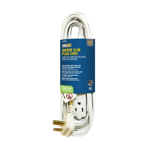 Projex Indoor 12 ft. L White Slim Plug Cord 16/3 SPT-3