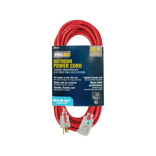 Projex Indoor or Outdoor 25 ft. L Red Extension Cord 14/3 SJTOW