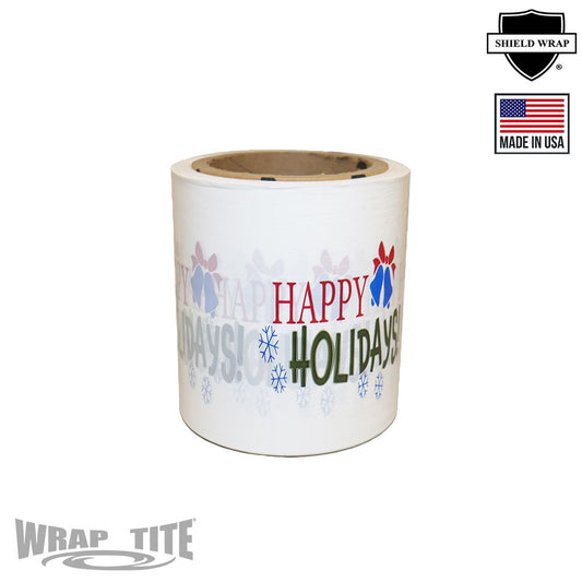 5 x 500 x 80 - WHITE WITH 3C "HAPPY HOLIDAY" PRINT - 4 RLS/CASE
