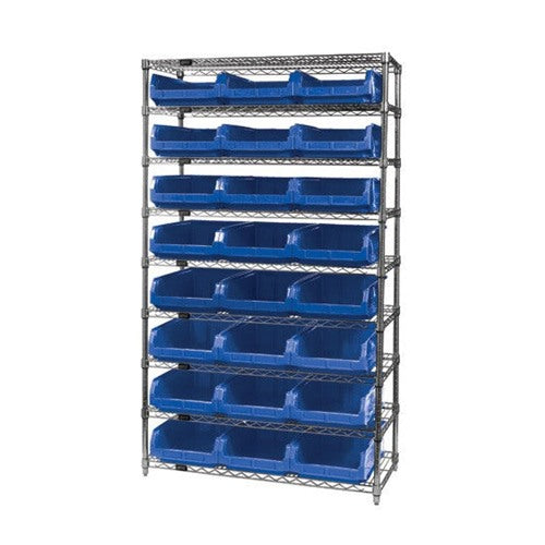 Quantum Chrome Wire Shelving Units with Magnum Bins (WR Series)