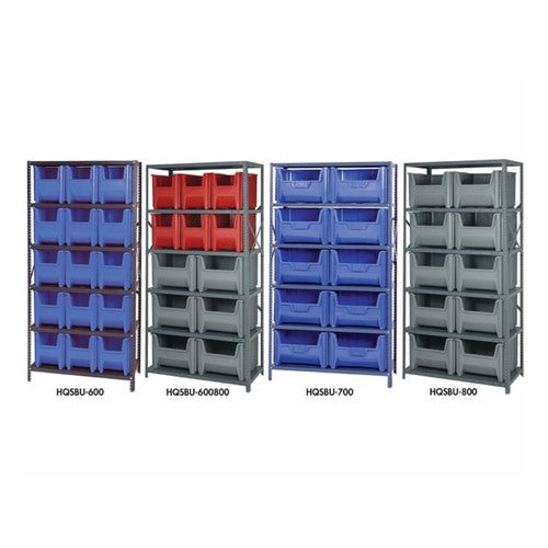 Quantum Shelving Units With Stackable Storage Bins