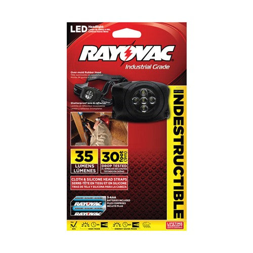 Rayovac Workhorse Pro 35 lm Black LED Headlight AAA Battery